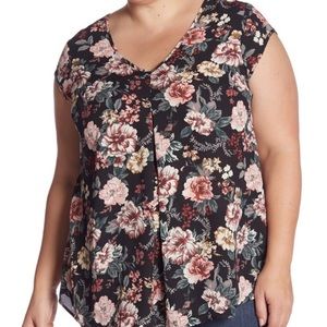HALOGEN NWT Floral Plus Size Swingy Top 1X